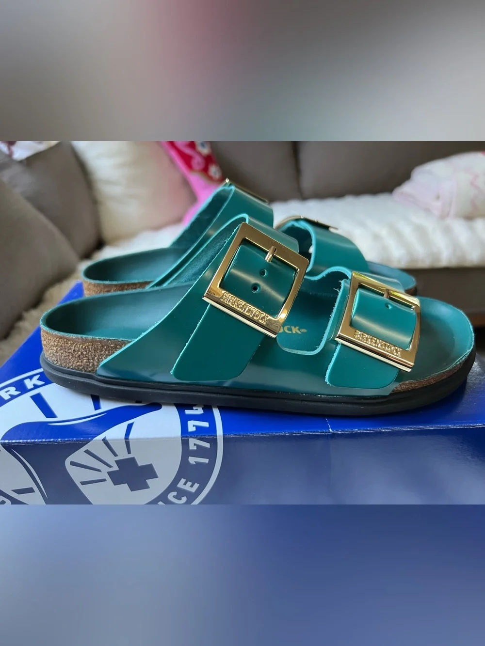 Birkenstock Arizona Droplet Buckle Cupsole High Shine Dark Teal EU 39 US 8